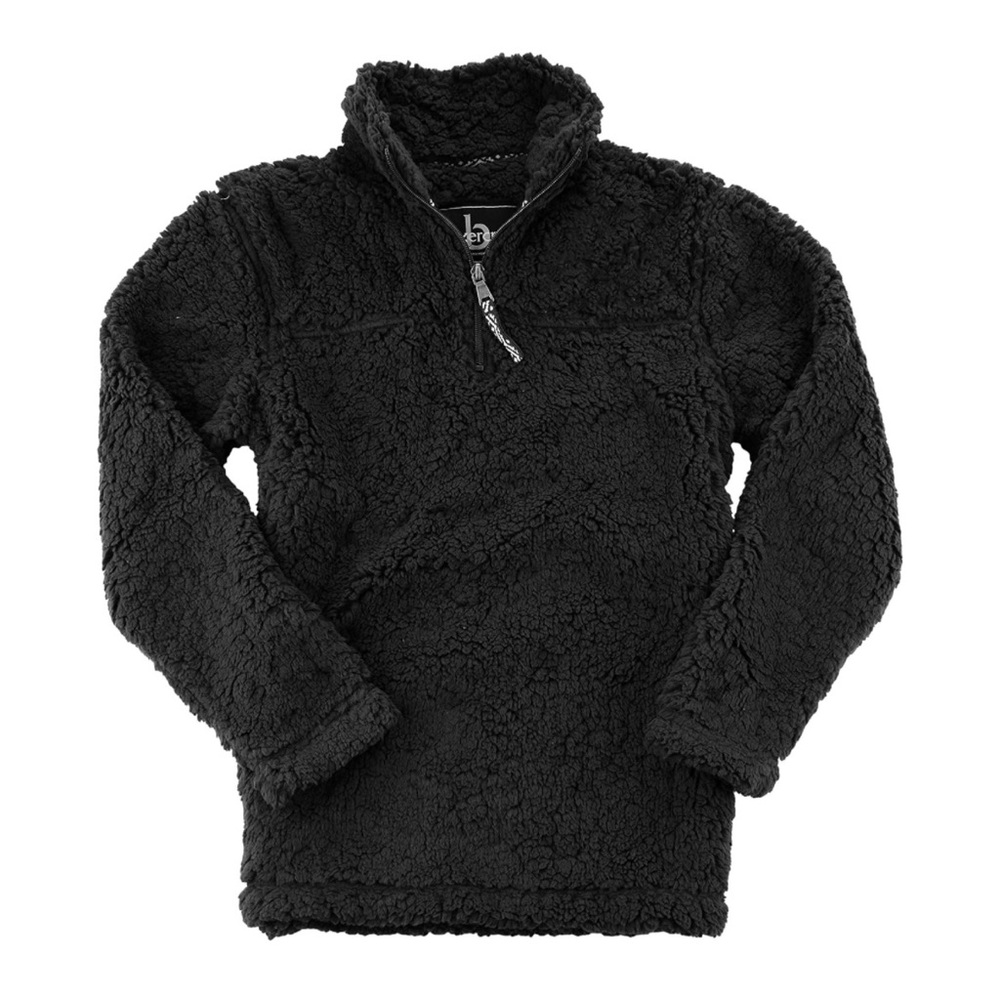 Black Sherpa Quarter Zip Pullover Sweatshirt Jacket Warm Cozy Winter XL